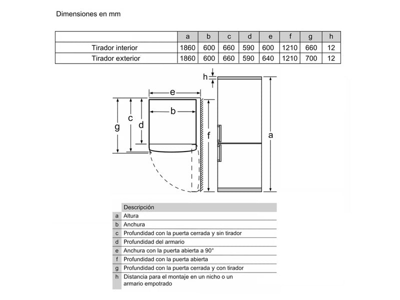 Frigorífico Combi BALAY Cristal 3KFD565NI (No Frost - 326 L - Negro)