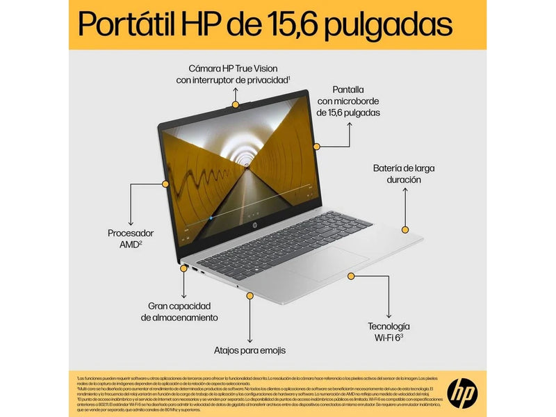 Portátil HP 15-fc0067ns (15.6"" - AMD Ryzen 7 7730U - Ram: 16 GB - 1 TB SSD - AMD Radeon)